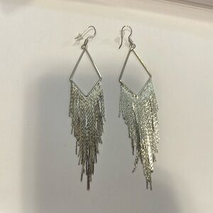 Silver Fringe Dangle Earrings